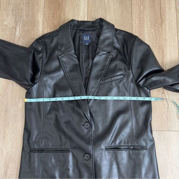 S O L D : Gap Vegan Leather Blazer Black Size Large Womens - Picture 10 of 13